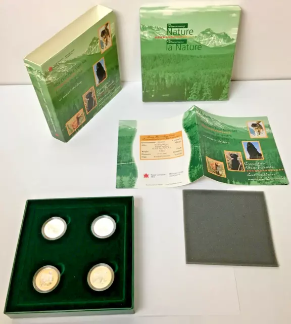 *CANADA* uncirculated 4 coins "1997 DOGS! SILVER MINT SET"