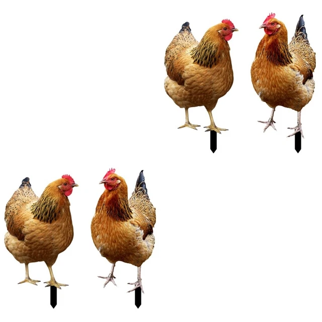 4 Pcs Chicken Garden Decoration Rooster Ornament Hen Outdoor Statues