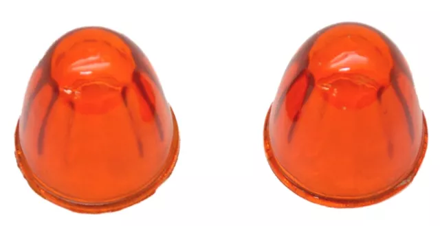 Bumper Guide Dome Light Lens Dark Amber Glass Watermelon 1-5/8 OD #7721DA Pair