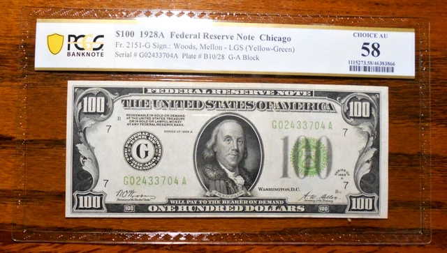 1928A $100 Federal Reserve Note (LGS) 💲💲 PCGS 58