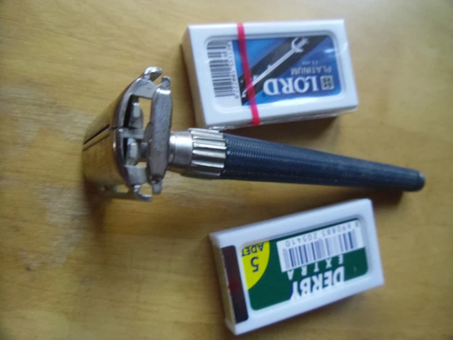 Rasoio di sicurezza gilette slim twist vintage più 2 pacchi lamette