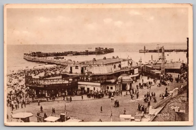 Ramsgate Great Britain Pavilion Scenic Coastal Landmark Sepia BW Postcard