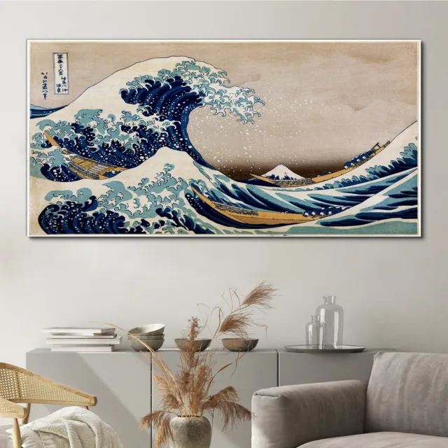 Große Welle von Kanagawa 140x70 Canvas Wandbild Leinwand Bilder