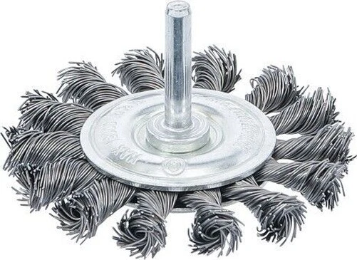 Cepillo Metálico Plana Hilos Redondo Trenzado ° 75 MM Barra 6mm para Taladro BGS