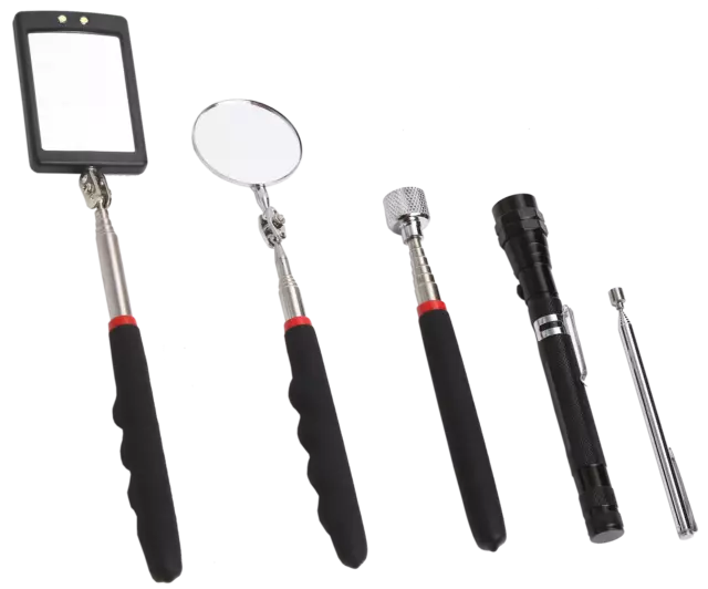 360 Swivel Inspection Mirror Telescopic Magnet Pickup Rod 5Pc Telescoping Extend