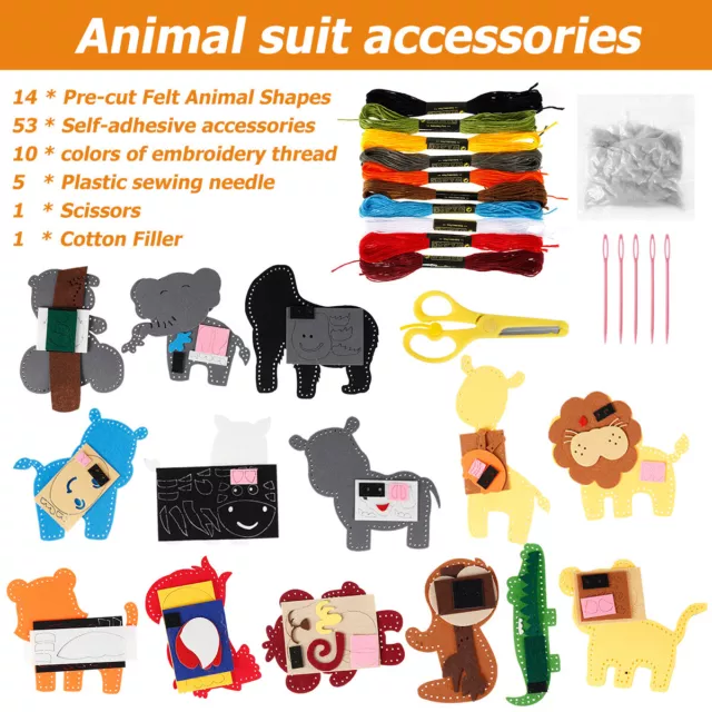 14pcs Sewing Felt Toy for Fine Motor Skills DIY Sewing Early Educational KitЮ