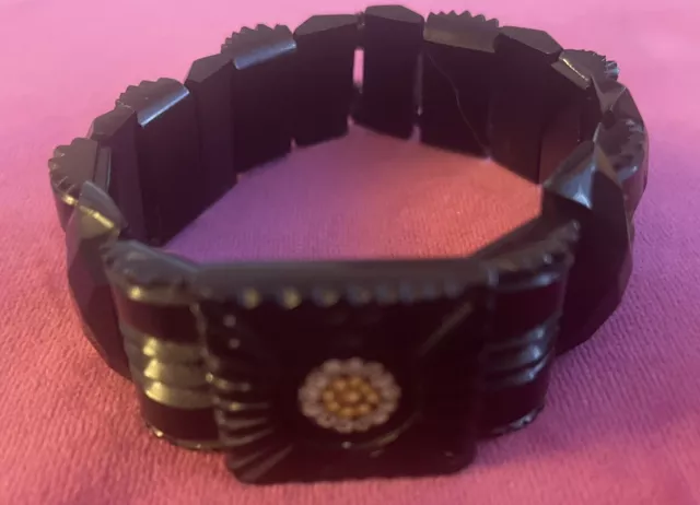 Victorian Whitby Jet Mourning Bracelet - Circa 1890