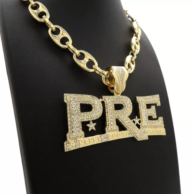 Iced Gold plated Alloy Cubic Zirconia Young Dolph PRE & Marina Chain Necklace