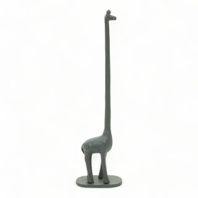 Estatuilla de jirafa gris soporte de rollo de inodoro rústico decoración de baño hierro fundido jirafa