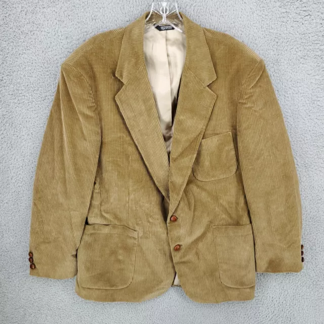 Norm Thompson blazer Jacket Mens 42R Corduroy 2 Button Long Sleeve Brown Pocket