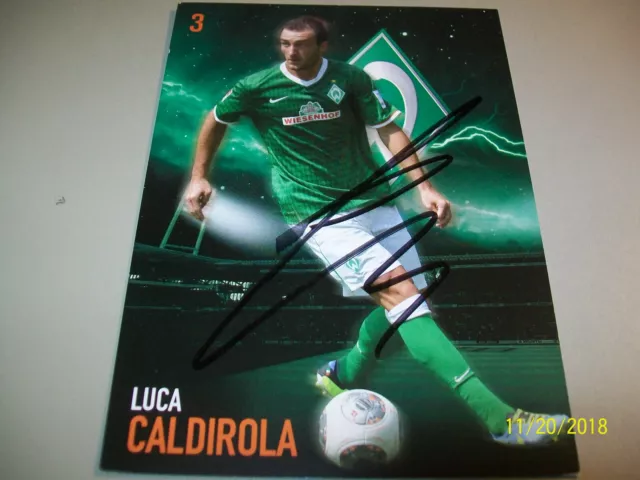 Werder Bremen Autogrammkarte Luca Caldirola Saison 13/14 Original Signiert