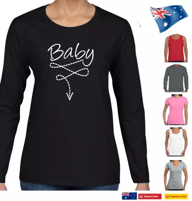 Funny T-Shirts Baby arrow pregnancy baby shower maternity Long Sleeve Mum to be