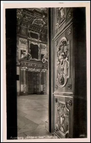 AUGSBURG Bayern AK ~1930/40 Goldener Saal Rathaus alte Postkarte