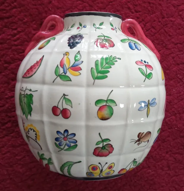 Céramique Italie Vase 1930 Richard Ginori Gio Ponti Decor Fruits Animaux Fleurs