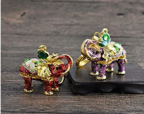 New 3D Elephant Crystal Key Chain Pendant Car Bag Purse Rhinestone charming Ring