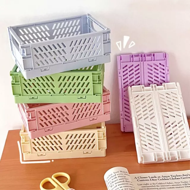 Plastic Folding Storage Box Durable Stackable Organize Basket  Organizer