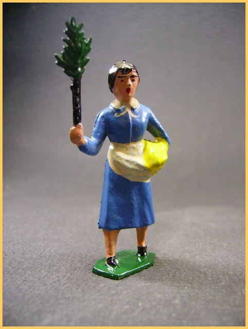 BF figurine de la ferme, plomb creux " la gardienne d'oies " (antique toys)