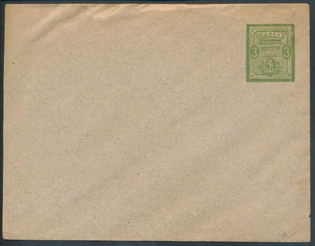 Privatpost Stadtpost 8U Hansa Berliner Verkehrs-Anstalt 3 PF Umschlag 1886