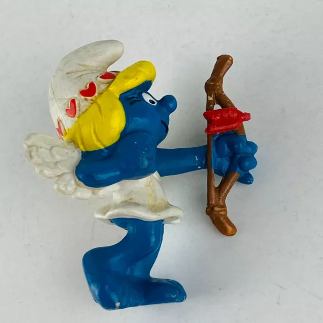 Smurf Smurfette Valentines Cupid Bow 1982 Schleich Peyo Toy Figure Pretend Play