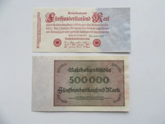 500 Tsd Mark Reichsbanknoten Inflation alte Geldscheine aus Sammlung Fünfhundert