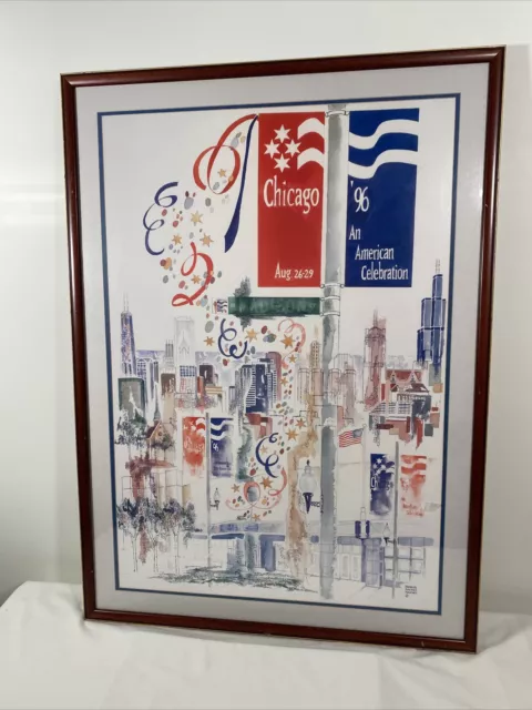 Rare 1996 Democratic National Convention Chicago  Framed Water Color Picture