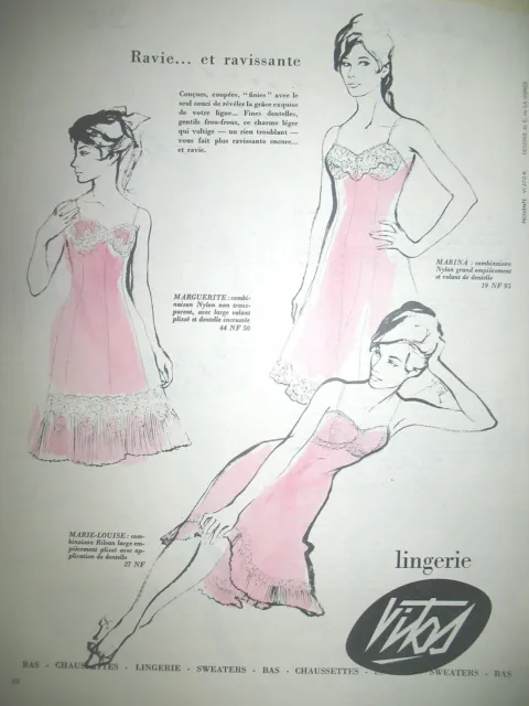 Publicite De Presse Vitos Lingerie Bas Sous-Vetements Stocking French Ad 1960