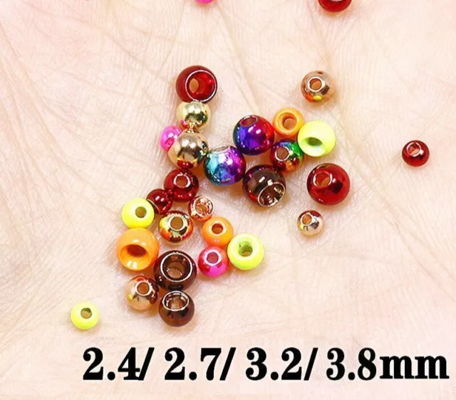 150pcs/pack Fly Tying Colorful Brass Beads 2.4/2.7/3.2/3.8mm Bead Head Fly Tying