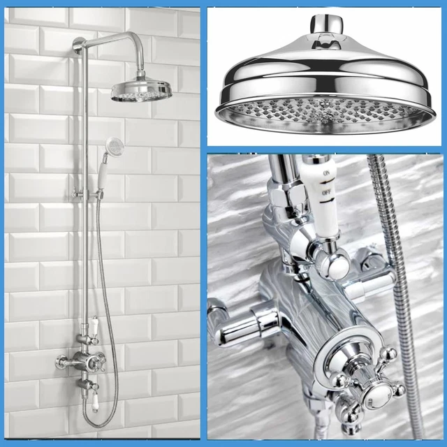 EDWARDIAN TRADITIONAL SHOWER Dual Exposed Chrome Thermostatic Shower