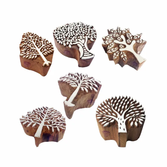 Pottery Printing Blocks Stylish Tree Pattern Wooden Stamps (Set of 6)