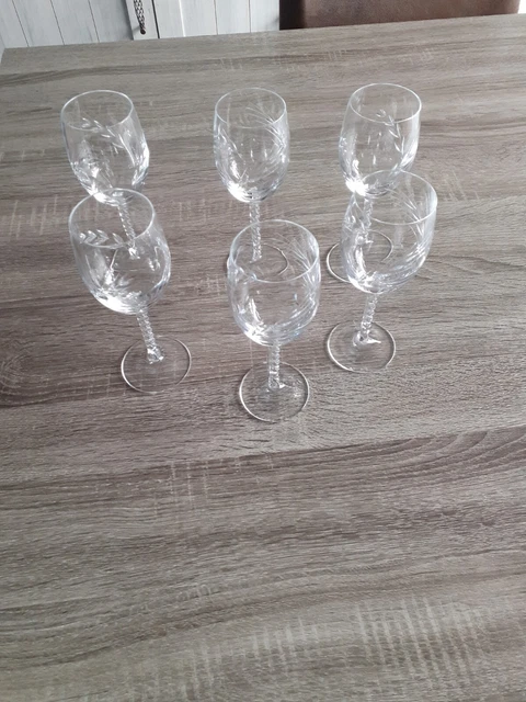 6 verres à vin rouge cristal d'Arques modèle FLEURY taille épi
