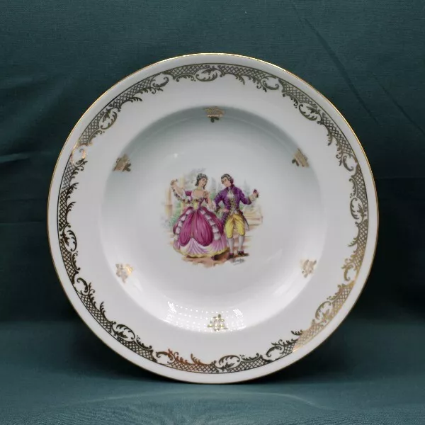Assiette Vintage en porcelaine de Limoges - Motif style Fragonard XVIIIème