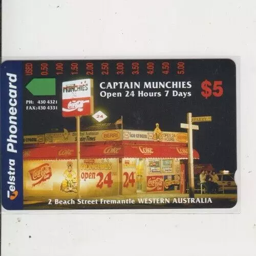 Phonecard 1993 Australia Captain Munchies Fremantle passenger terminal magnetic