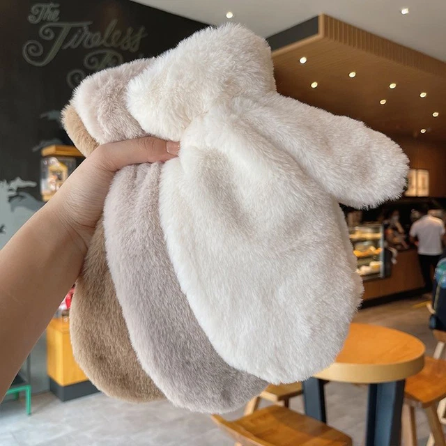 Thickened Mittens Warm Cozy Plush Winter for Ladies Anti-slip Windproof Gloves