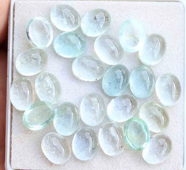 45.00 Ct 100% Natural Santa Maria Aquamarine Oval Cabochon 7*9 mm Loose Gemstone