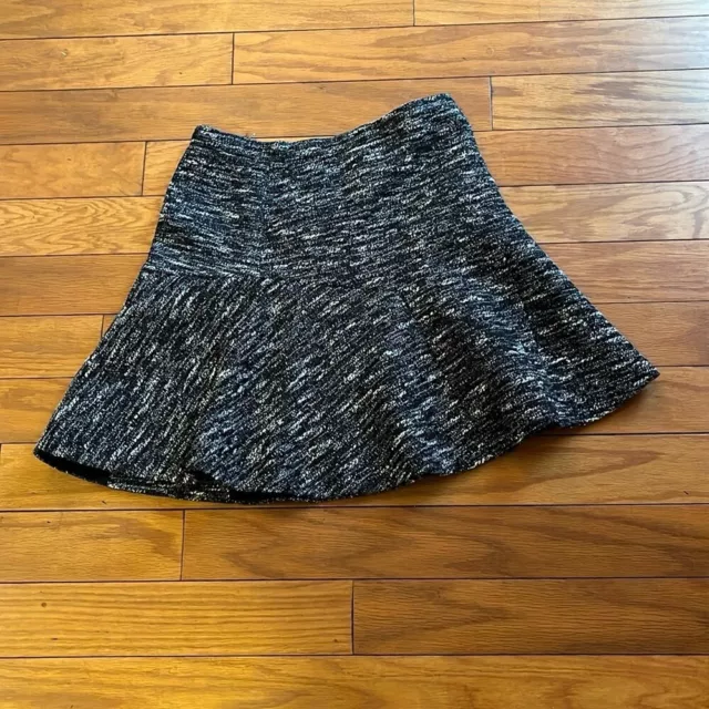 J. Crew Skirt Womens 0 Black White Tweed Plaza A Line