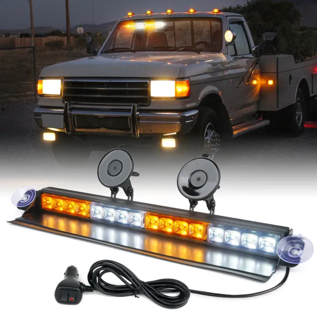 Xprite 16 LEDS White Amber Emergency Warning Light Traffic Advisor strobe light