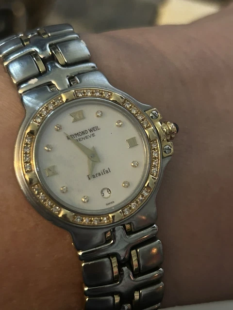 Raymond Weil Women's Parsifal Wrist Watch 9990 Two Tone Gold Diamond Bezel
