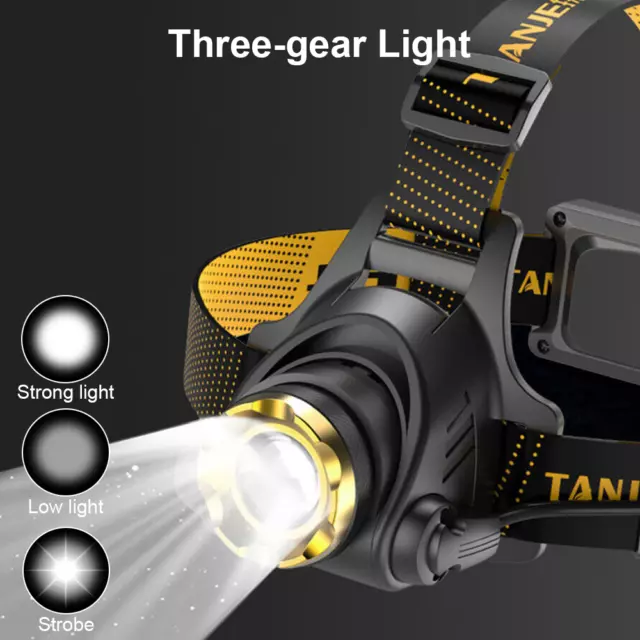 Waterproof LED Rechargeable Headlight Zoomable Headlamp Head Torch for fishing 3