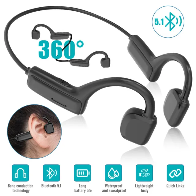 Bone Conduction Headphones Bluetooth 5.1 Wireless Earbuds Outdoor Sport Headset