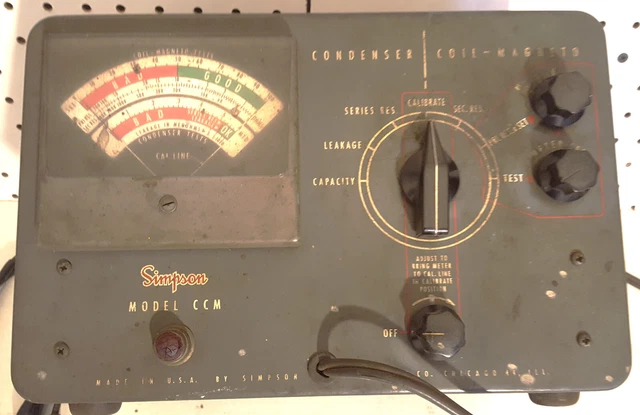 Vintage Simpson Model Ccm Condenser Coil Magneto Tester - Coil Test Instructions