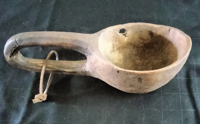 Primitive Hand Carved Wooden Ladle