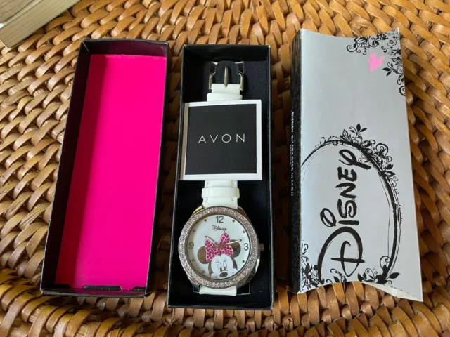 Brand New Old Stock - Disney Minnie Mouse Pink Jeweled Bow Watch by Avon