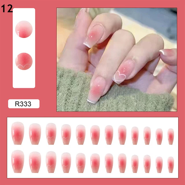 Presser sur Ongles 24PCS Faux Détachable Décor Extension Court Carré