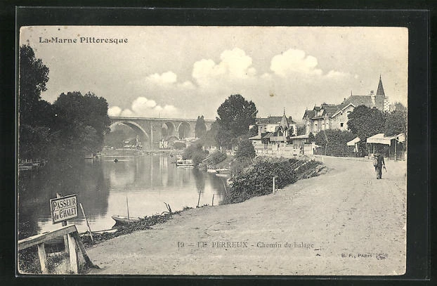 CPA Le Perreux, Chemin de halage 1919