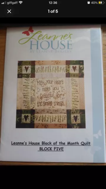 Edredón Leannes House de Leanne Beasley Bloque del Mes parte 5 patrón de papel