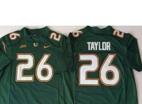 SEAN TAYLOR MIAMI HURRICANES COLLEGE #26 THROWBACK Sewn Jersey GREEN LARGE NWT