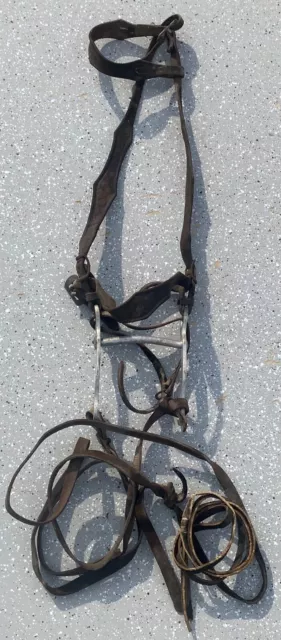 Vintage Antique Tooled Horse Bridle w Crocket Bit Horse Harness A