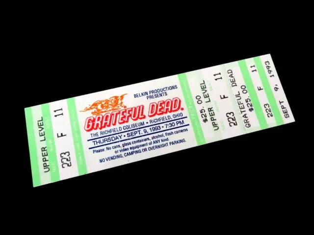 Grateful Dead Ticket Ohio Richfield Coliseum OH 9/9/93 9/9/1993 Rick Griffin Art