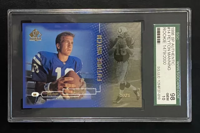 Peyton Manning 1998 SP Authentic #14 SGC 98/10 GEM - 1 of 8 Peyton Manning 1998 SP Authentic #14 SGC 98/10 GEM - 1 of 8