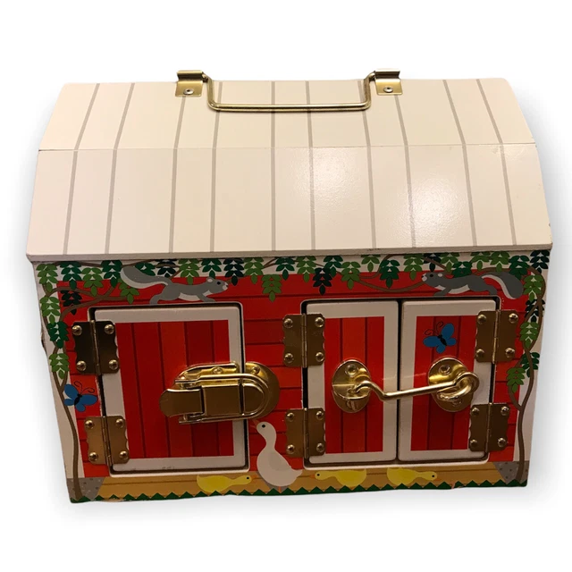 Melissa & Doug Wooden Latches Barn with 6 Doors Activity Busy Board Barn Only